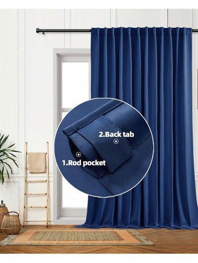 1pc Or 2pcs Size Options/Curtain Panel With Tie Backs/Rod Pocket Curtain/Can Use Clips/Blackout Solid Color Thermal Insulated Curtains/Room Darkening Curtains/Suitable For Living Room, Office, Bedroom, Short Size Can Be Used As Kitchen Curtains