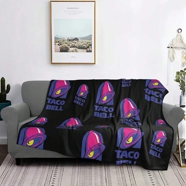 Taco Bell Throw Flannel Blanket Funny Ultra-Soft Micro Warm Throw Blanket Fleece Blanket Interesting GiftThanksgiving, The Beginning Of The School Season, Graduation Ceremony, Holiday Gifts For F