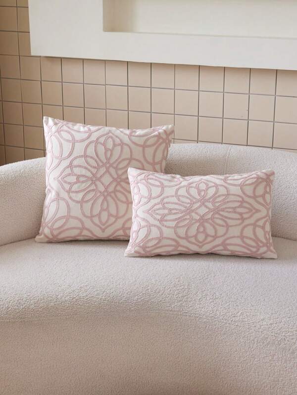 LCUHPCL 1pc 3D Geometric Pattern Embroidered Throw Pillow Cover, Home Decor Suitable For Living Room, Bedroom, Party, Sofa And Various Environments